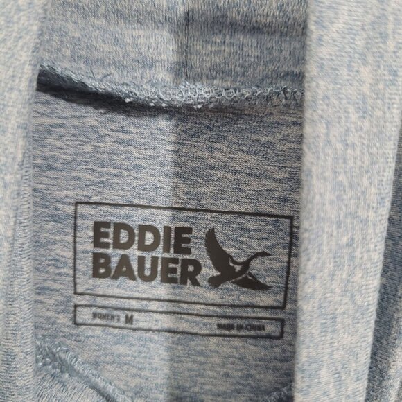 NWOT Eddie Bauer Womens M Blue Funnel Neck Pullover Top Long Sleeves Kangaro - Picture 4 of 6